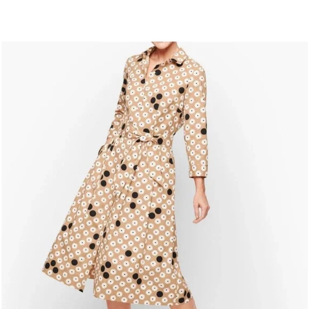 Talbots Tan and Black Floral Dress